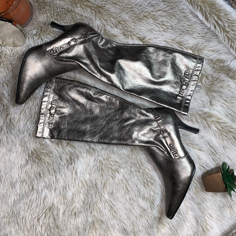 Fioni Silver Heeled Boots - Picture 1 of 5